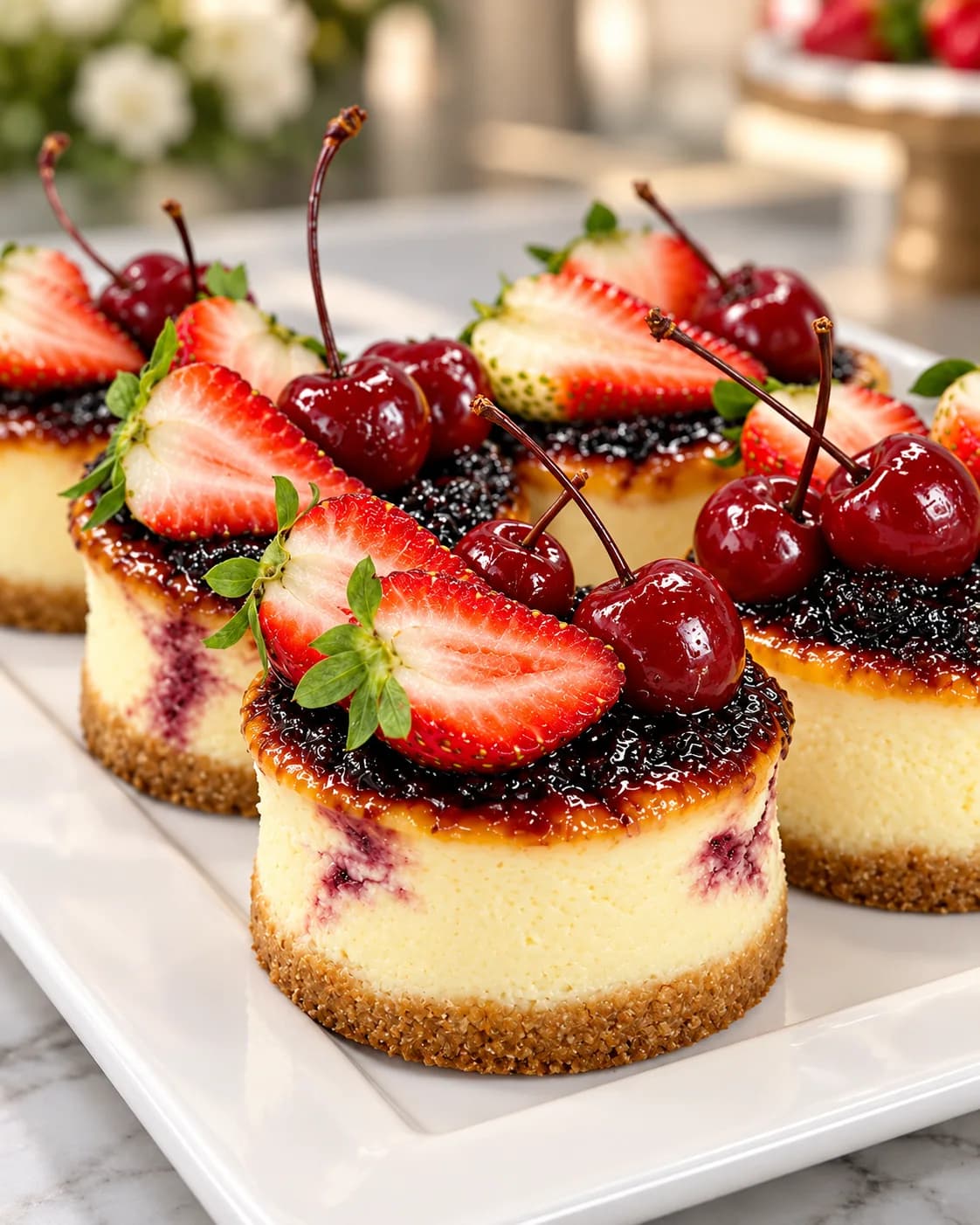 Cheesecake Caramello com frutas vermelhas